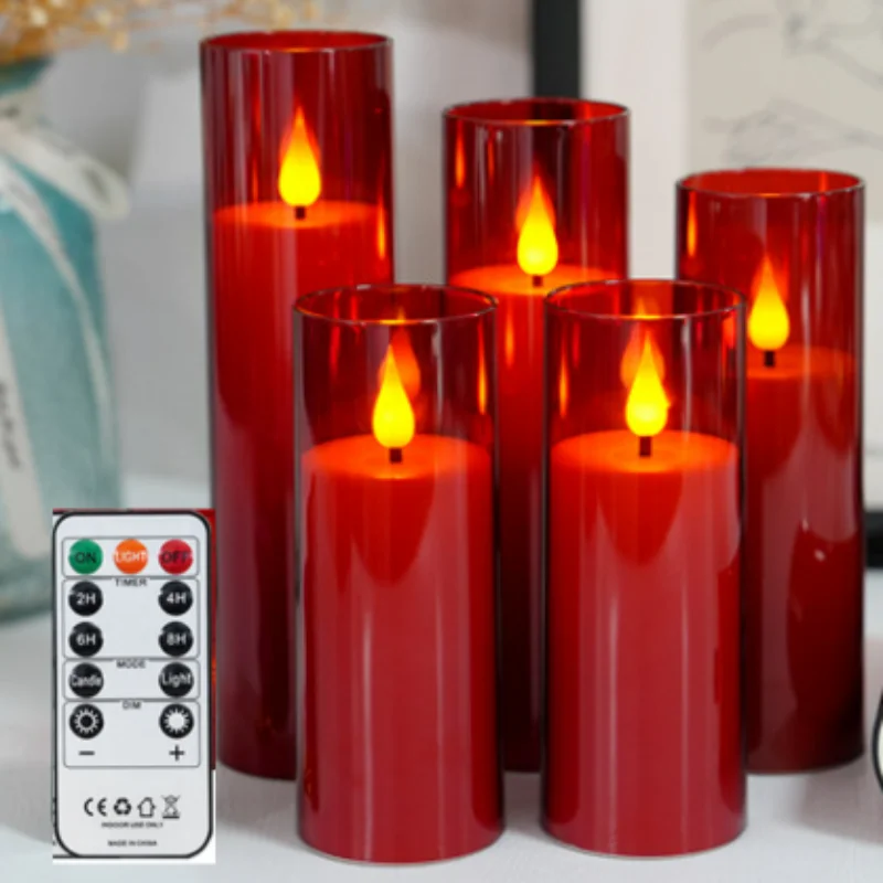 5-Pack LED Candles with Remote Control Romantic Birthday Confession Proposal Home Decoration Acrylic LED Light Electronic Candle