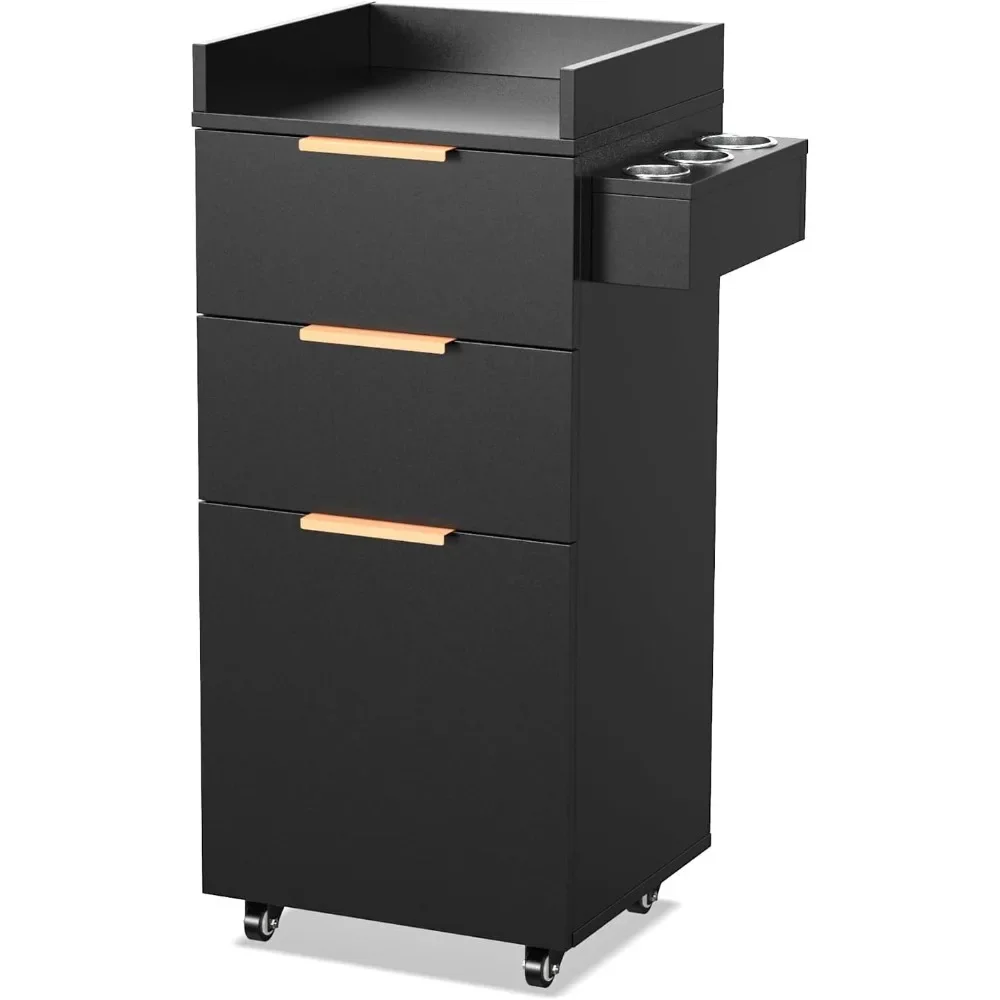 1 Storage Cabinet & 2 Drawers, Hair Cart for Hairdressing Styling, Portable Organizer Station for Barbershop Beauty Spa