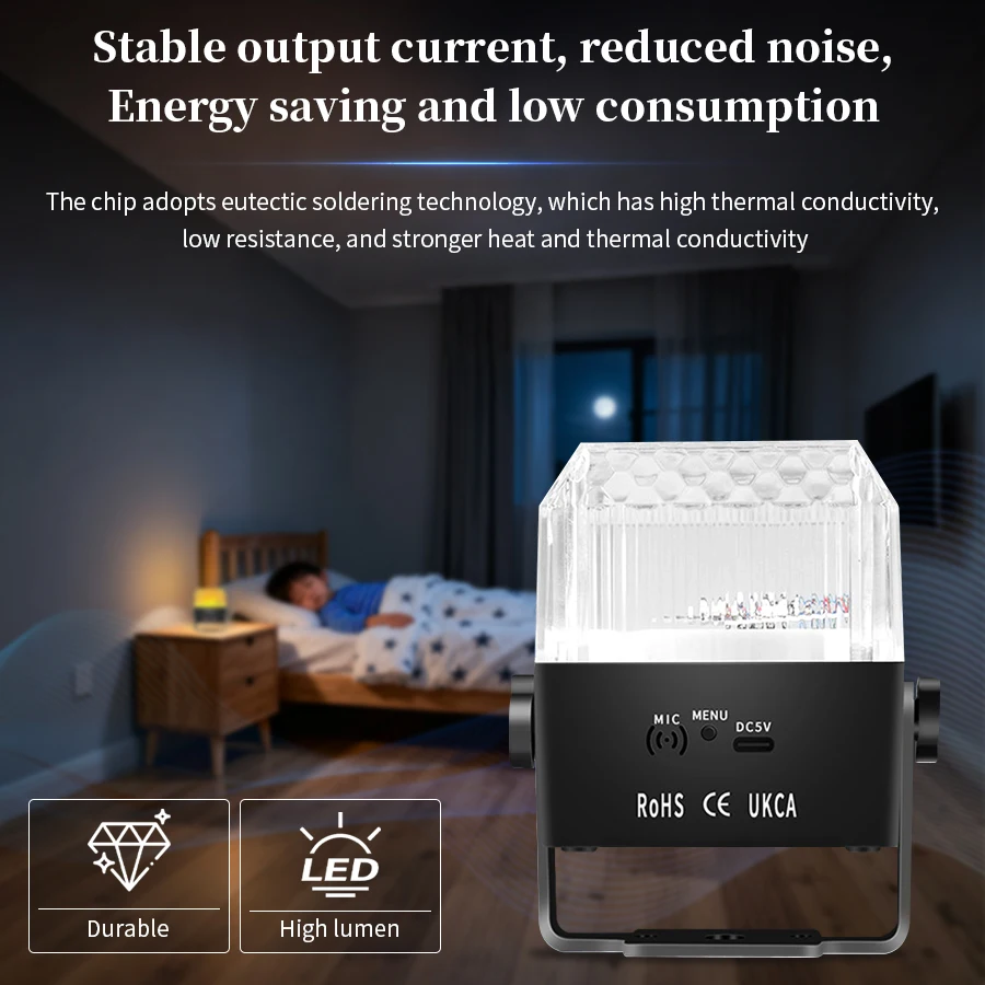LED 다채로운 무대 조명 원격 제어로 분위기 조명 조정 바 파티를 위한 스트로브 사운드 제어 디스코 조명
