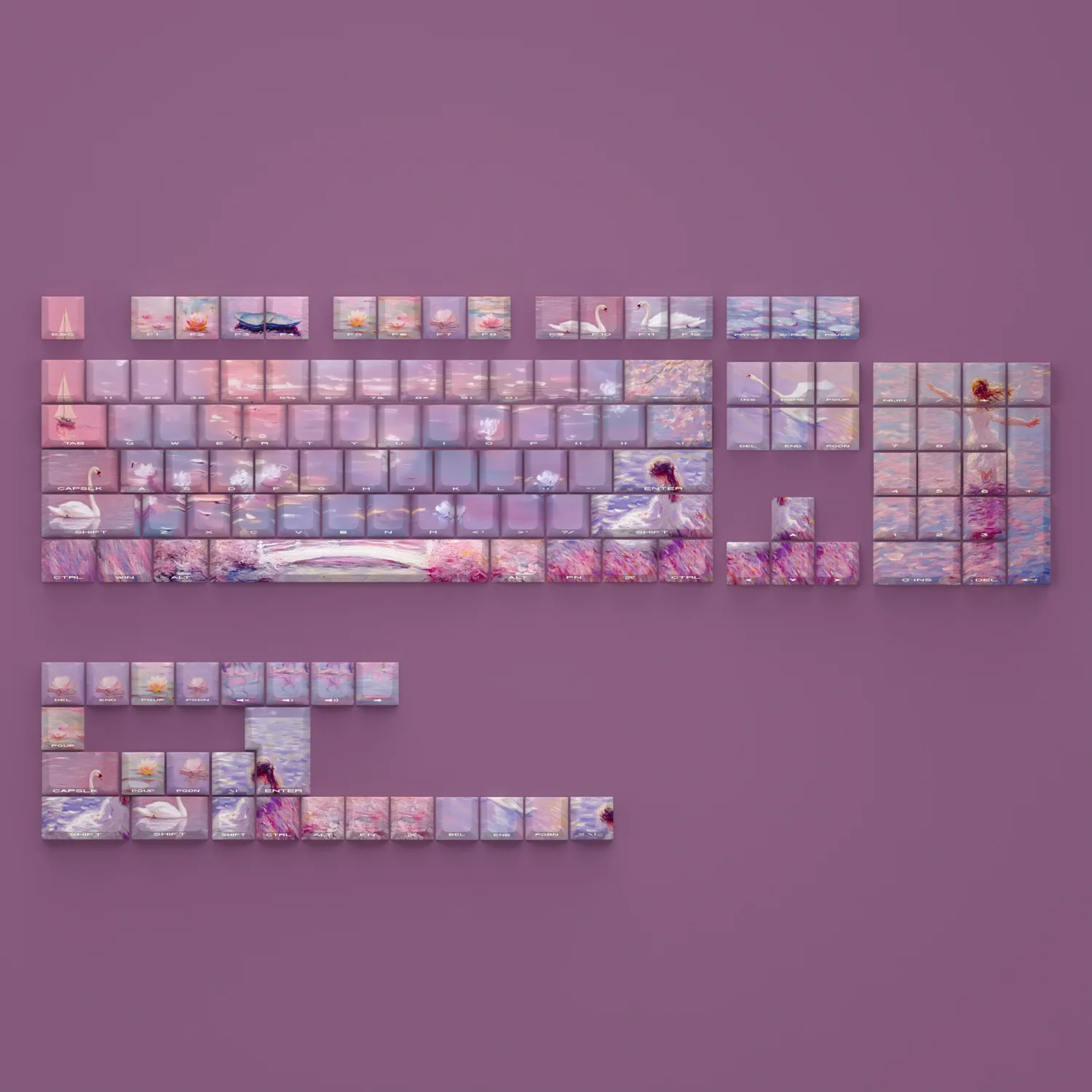 Dream Paradise Keycap Oil Painting Wind Side Engraved Transparent Keycap Adaptation 61 65 68 75 87 98 104