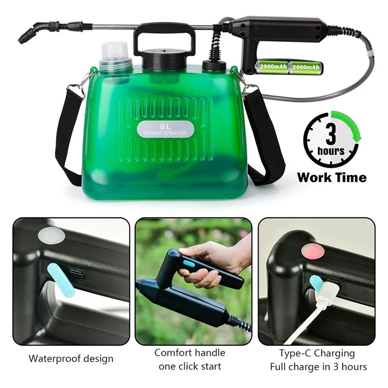 Battery Powered Sprayer 32In Telescopic Wand, Garden Sprayer With Adjustable Shoulder Strap For Lawn, Garden, Cleaning Durable