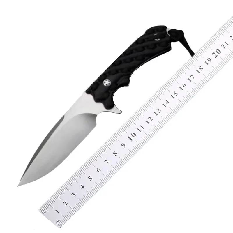 Paodin Figured Hunting Straight Partners Blade Knife, 7CR17MOV, K Sheath, DulRescue, Camping, EDC Survival Tool, opaque