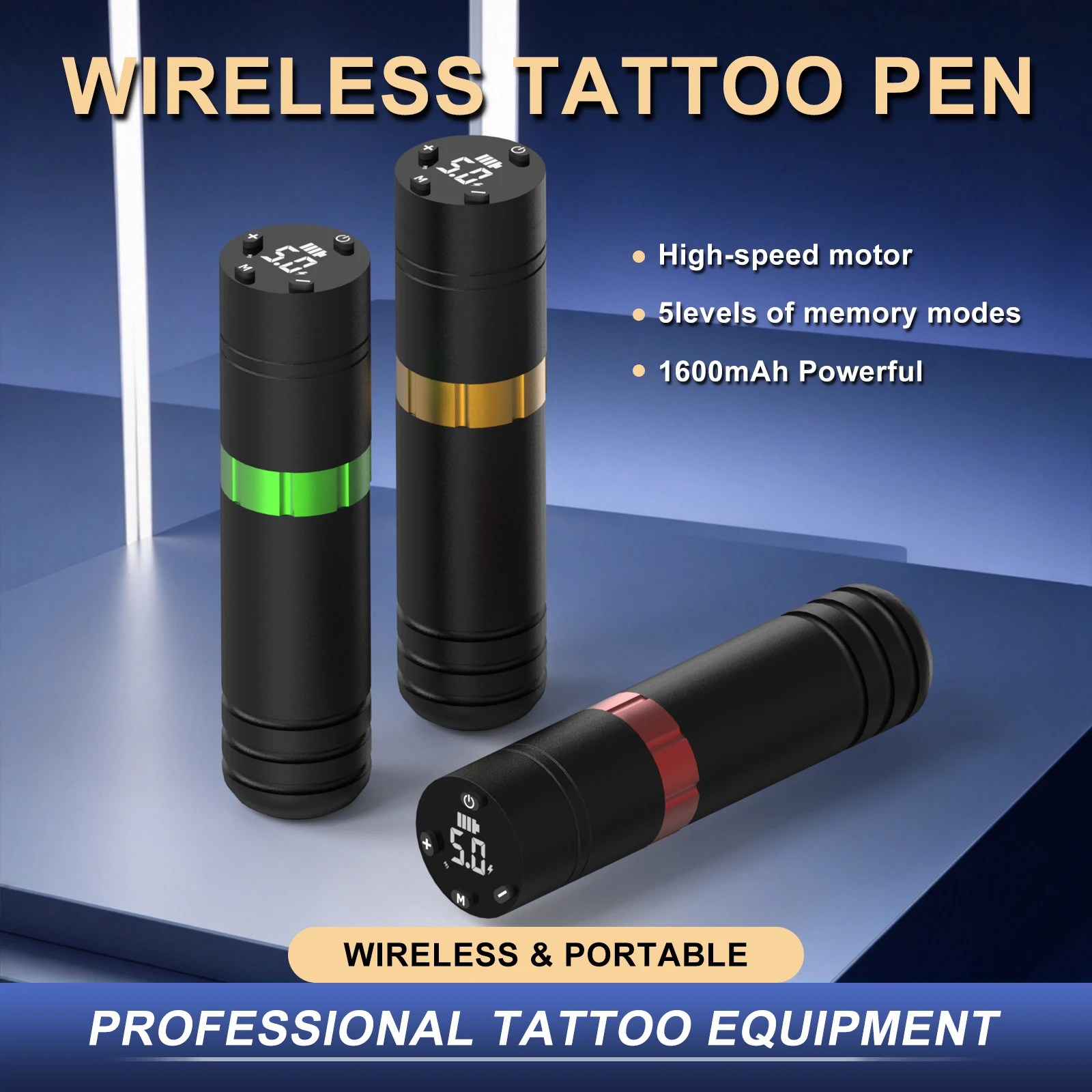 YILONG Wireless Rotary Tattoo Pen 1600mAh Rechargeable Battery LED Display Long Working Time for Professional Tattoo Supplies