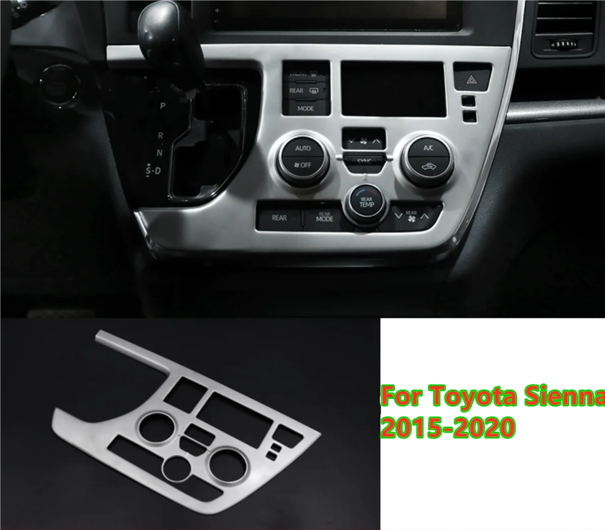

Для Toyota Sienna 2015-20 серебристая титановая отделка рамки переключения передач центральной консоли