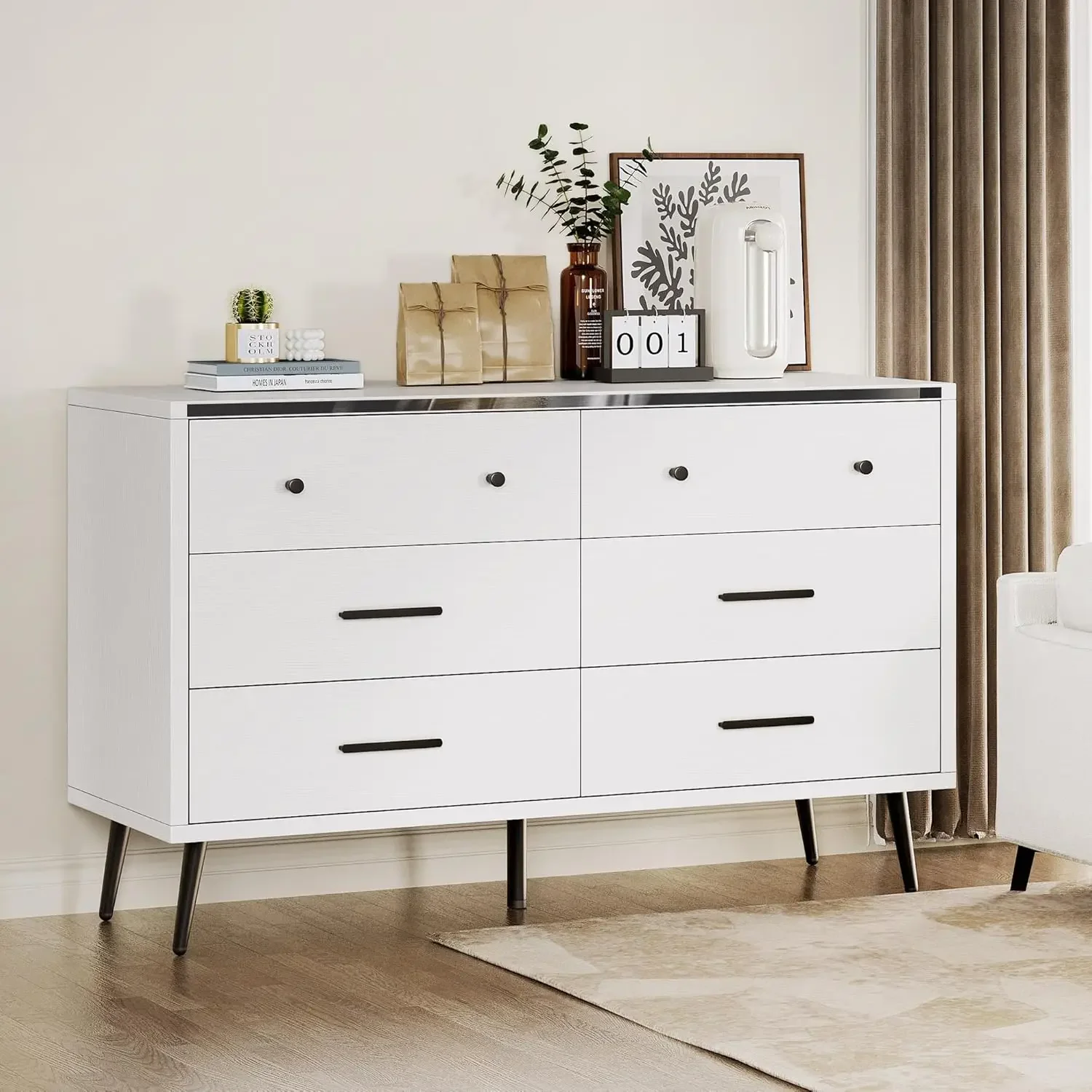 White 6 Drawer Dresser, 47