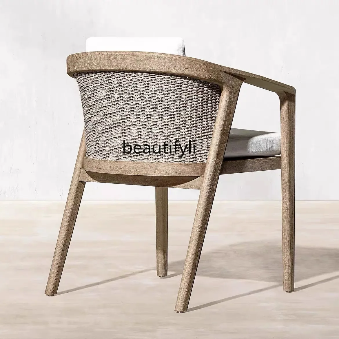 

New Chinese Style Solid Wood Rattan Soft Cushion Dining Chair Hotel Club Reception Seat Restaurant Chair