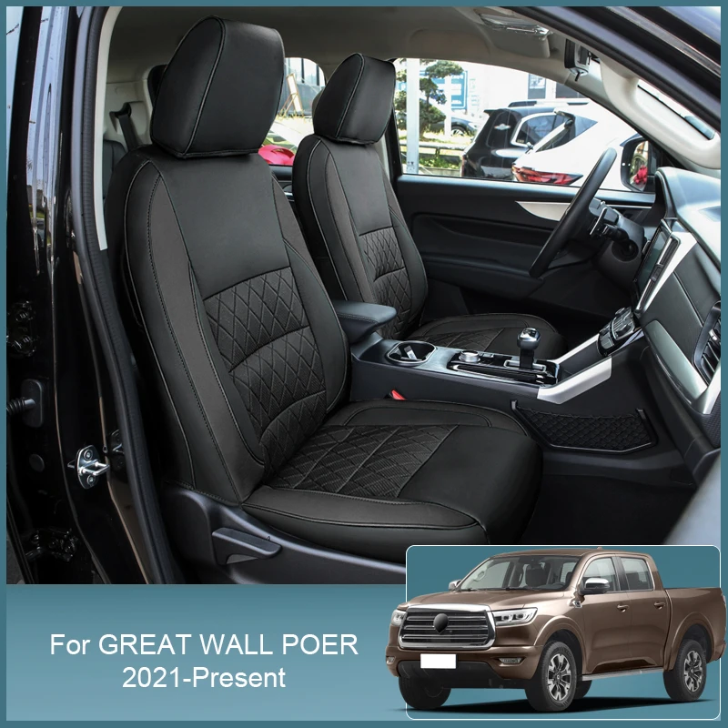 

Car Customized Cover For Great Wall Poer 2021-Present PU Leather Full Surrounding Seat Cushion Cover Waterproof Accessory