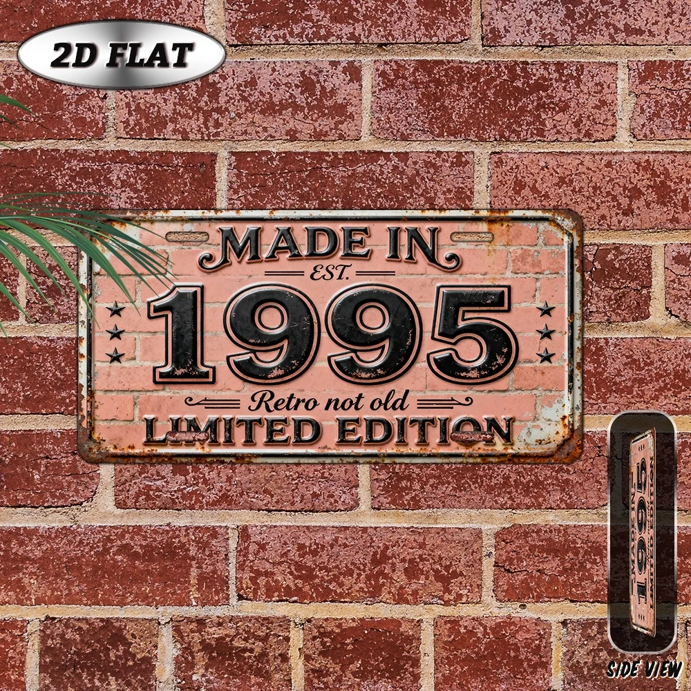 2D Flat, [2D Flat] 1pc Vintage 1995 Metal Wall Sign - Aluminum Retro Plaque 12