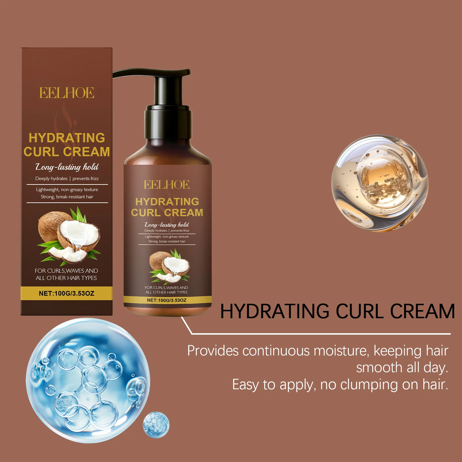 Creme modelador de cachos para cabelos ondulados e cacheados, anti-frizz, hidratante de longa duração, alisamento de cabelos, prevenção de cabelos secos, creme de cachos