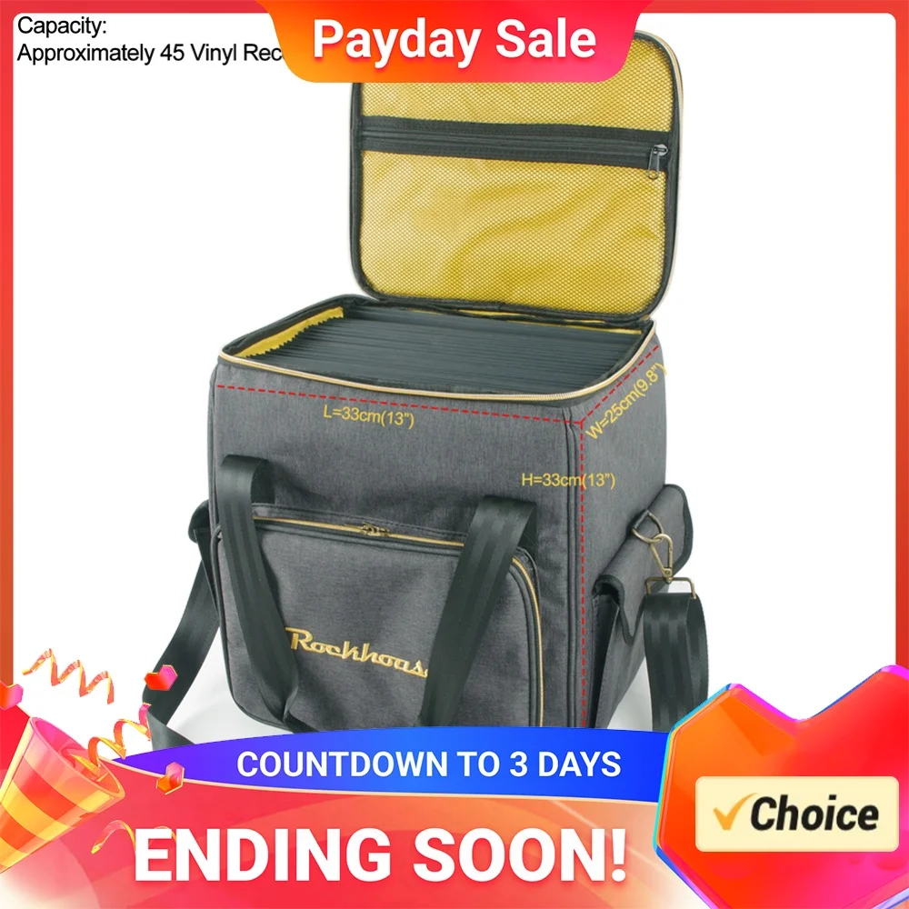 Vinyl Records Carrying Bag Large Capacity Vinyl Records Storage Handbag Multi-Pocket Thicken Padded CD Bag for Music Lovers Gift