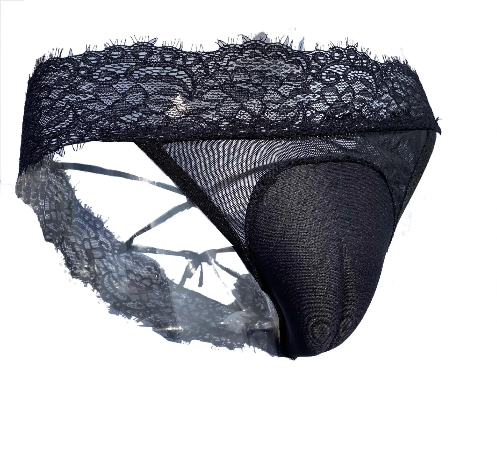 Men's Lace Sissy Pouch Panties Girly Briefs Crossdresser Transgender Underwear Camel Toe Control Panty Hiding Gaff