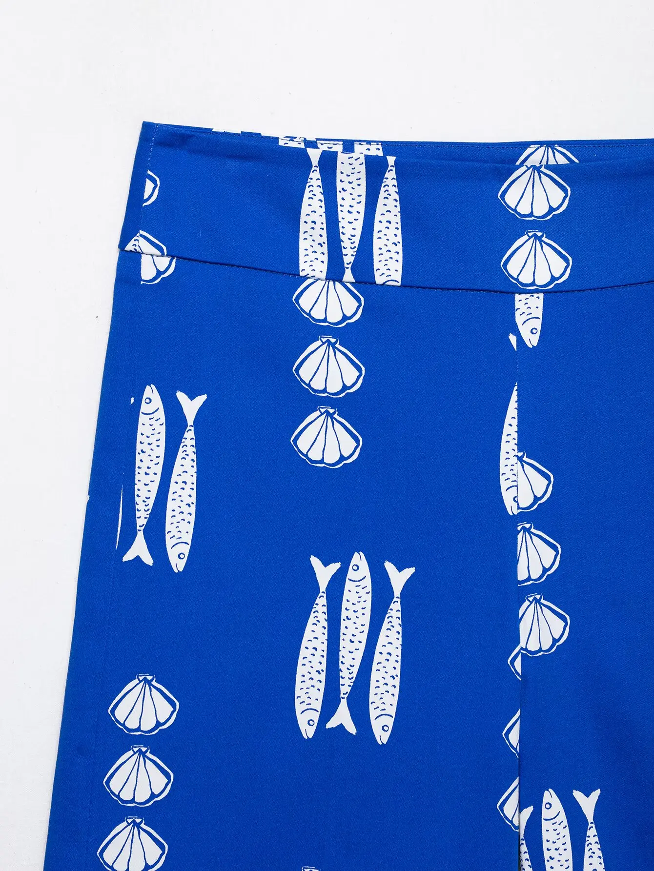 KONDALA Schickes Lässiges Bedrucktes Fisch-Motiv 2026 Damen-Anzug mit Knöpfen, Sexy Schmal Geschnittene Weste + Weite Hose mit Schleife und Reißverschluss, Böhmisches Damen-Set – Detail 18