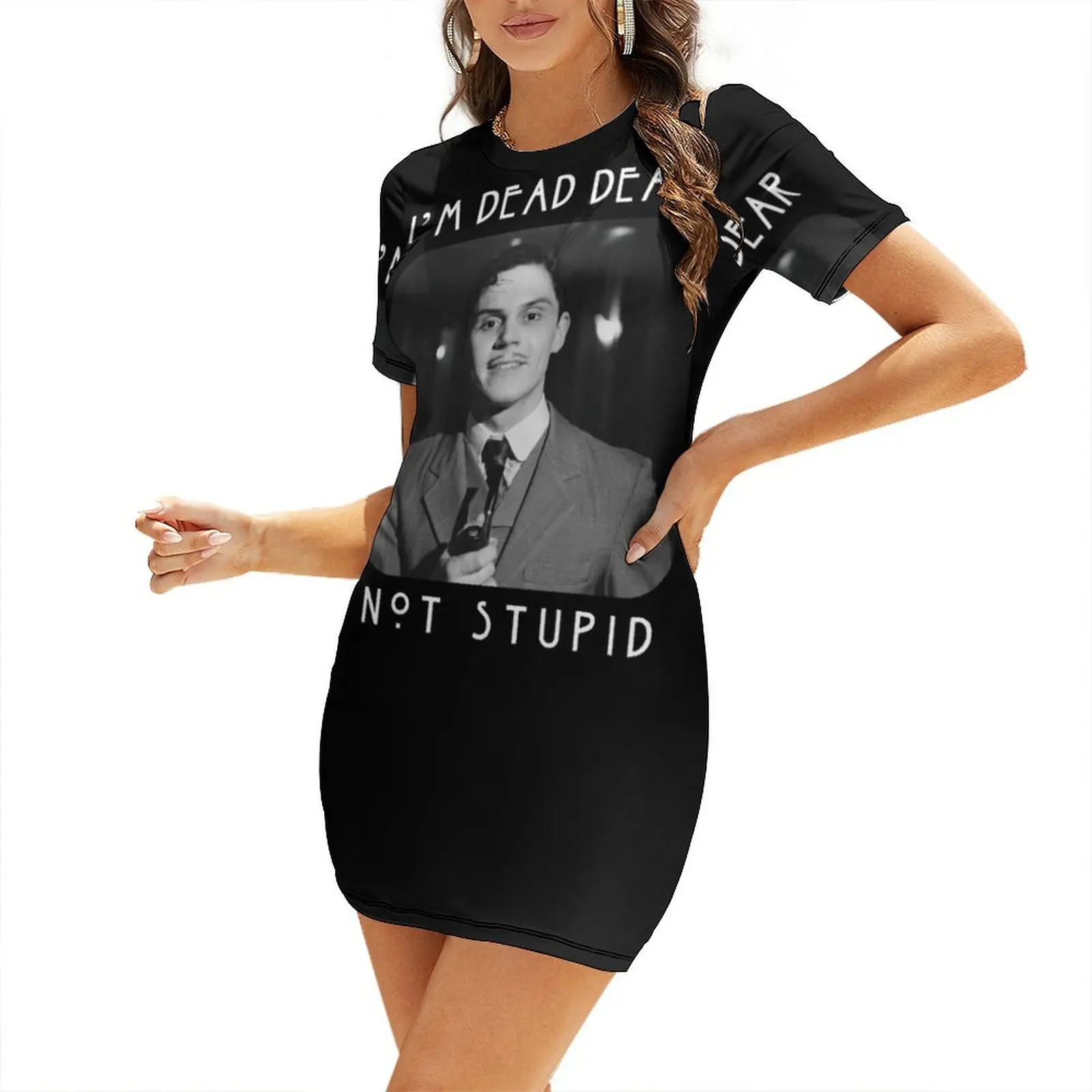 I'm Dead Dear, Not Stupid Hotel Quote Mr. March Short Sleeved Dress luxury dress Female clothing long dresses for women