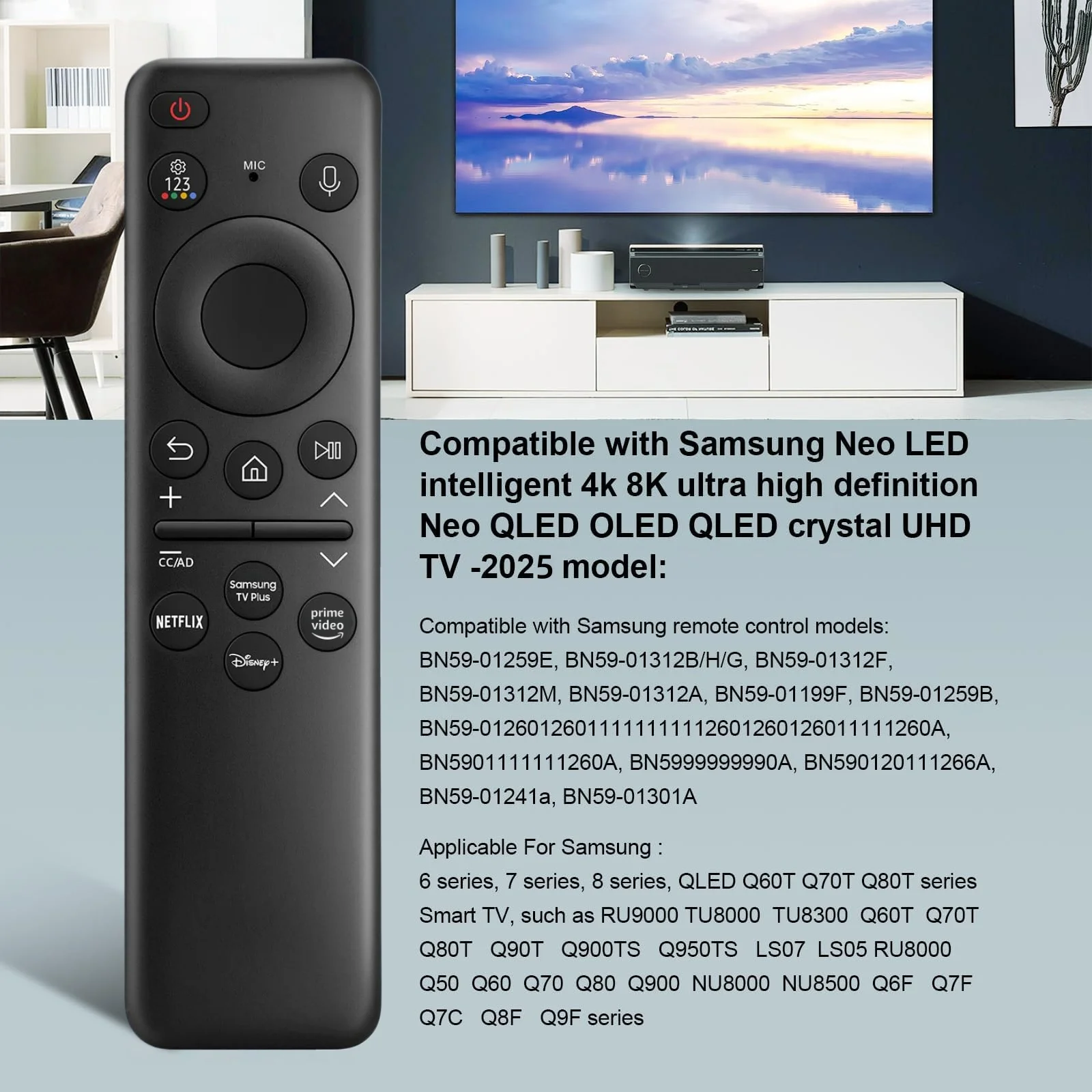 BN59-01432A TM2360E Akumulatorowy pilot głosowy do telewizorów Samsung Smart TV, zamiennik wszystkich pilotów Samsung TV z 2021–2025 z funkcją słuchawki. — zdjęcie produktu 3