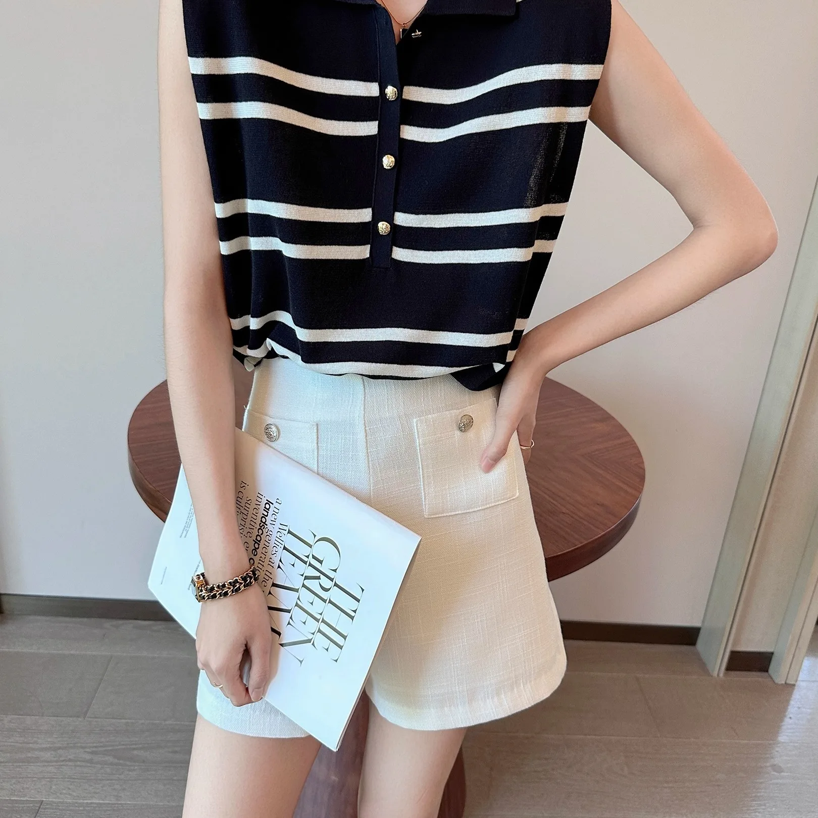 Gilet classico a righe Sciolto lavorato a maglia Svel Sottile estivo f Colletto aperto Top da donna Faion Capispalla Casual Pendolarismo Sle