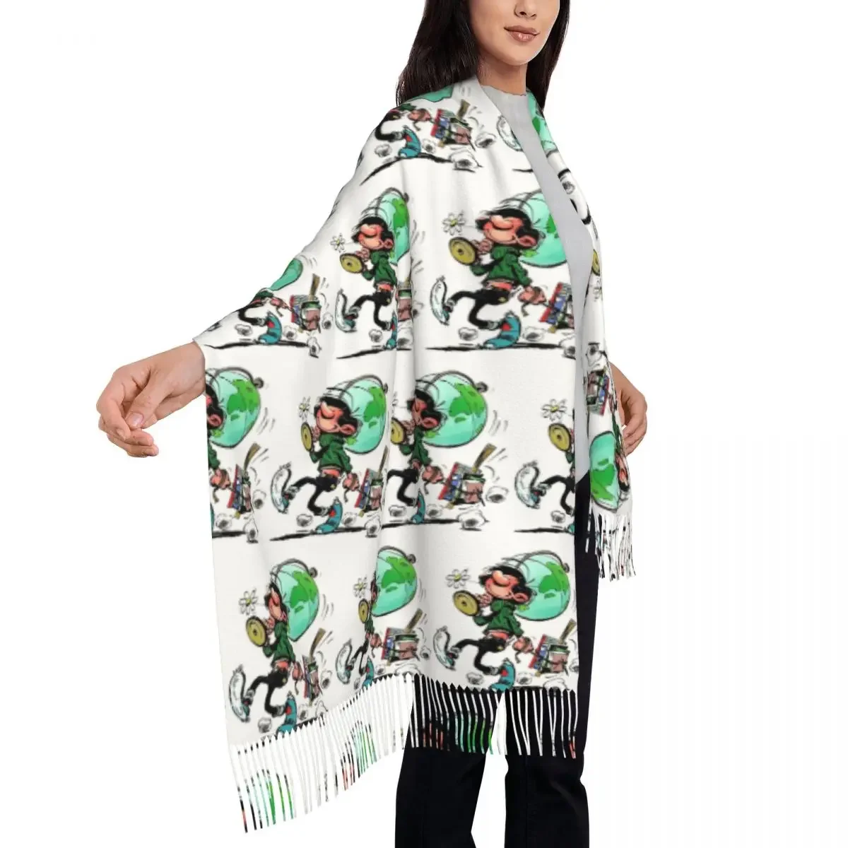 Gaston Lagaffe  Scarf Tassel Scarves for Women Soft Warm Shawls and Wraps Long Fall Winter Shawl Wrap