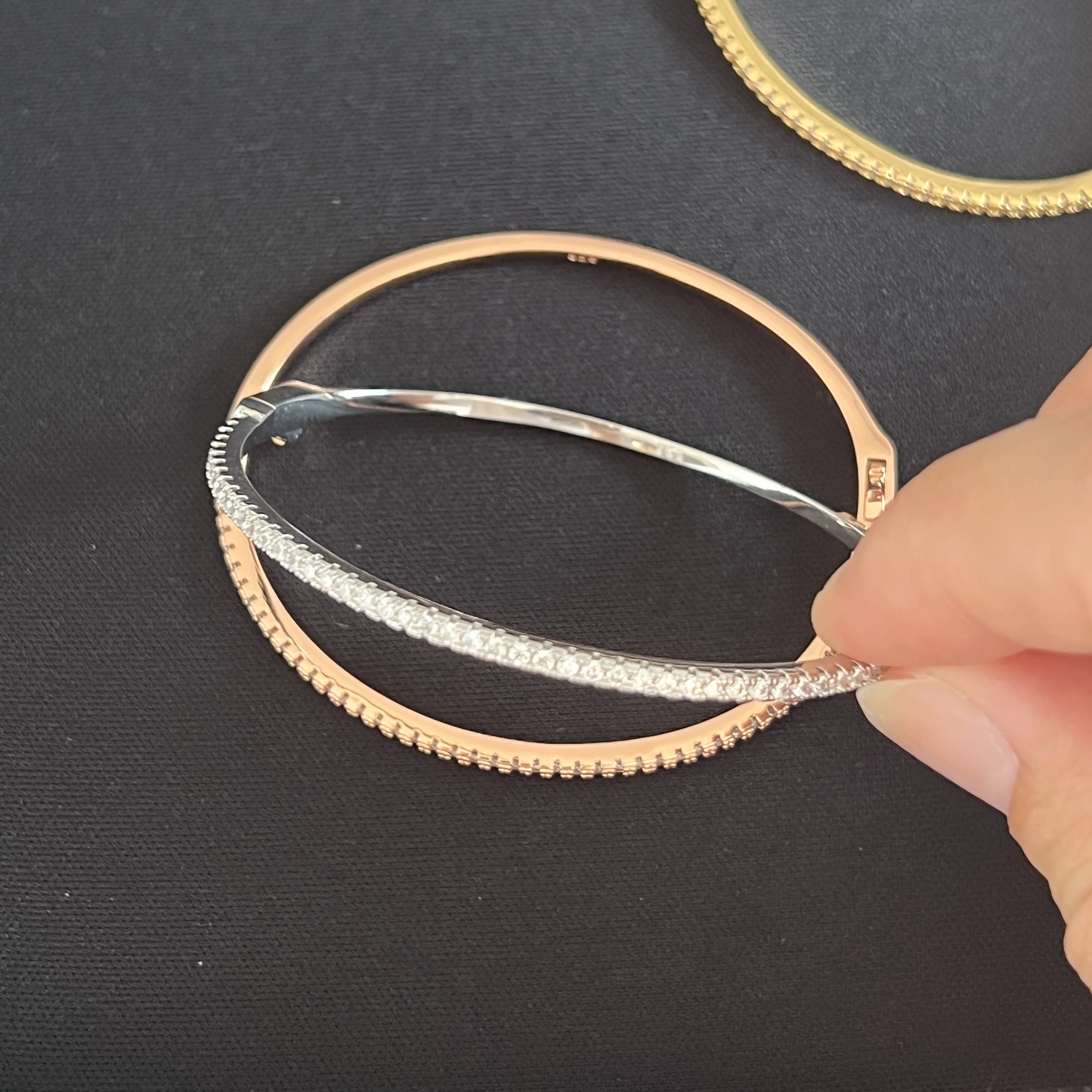 Pure 925 Sterling Silver Full Diamond Bracelet Classic Design Party Jewelry Friendship Bracelet Silver Bangle Rose Gold 17CM