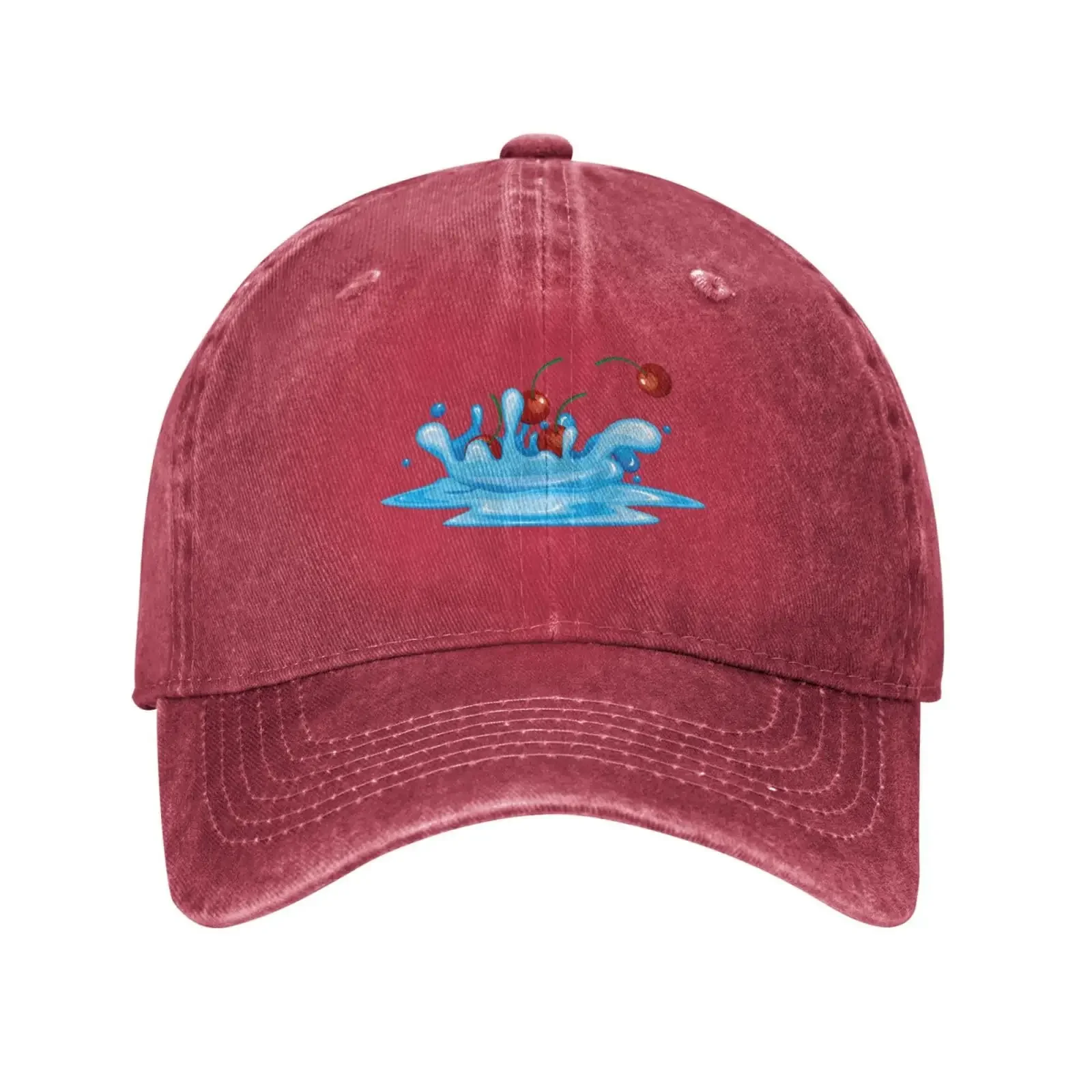 Water Splash Cherry Fruit Baseball Cap for Men Women Vintage Trucker Hat Golf Hats Dad Hat