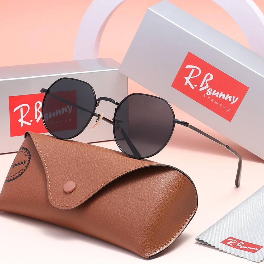 

RBsunny повседневные солнцезащитные очки для мужчин и женщин, модные металлические круглые очки в тонкой оправе для вождения, роскошные поляризационные очки из сплава UV400, уличные очки