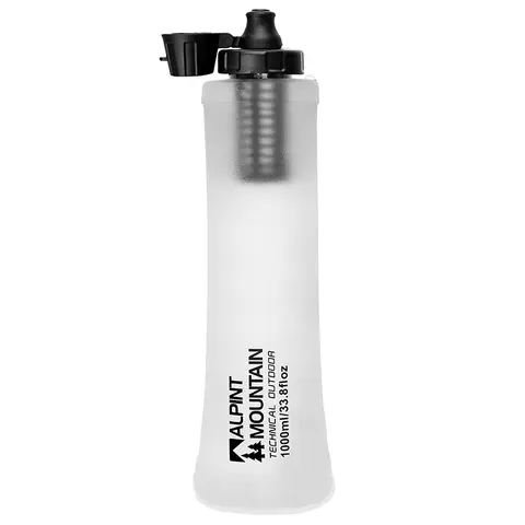 1L Foldable Leak-Proof Soft Ultralight Collapsible Water Filter Bottle for Hiking,Camping,Backpacking,Trail Running BPA Free