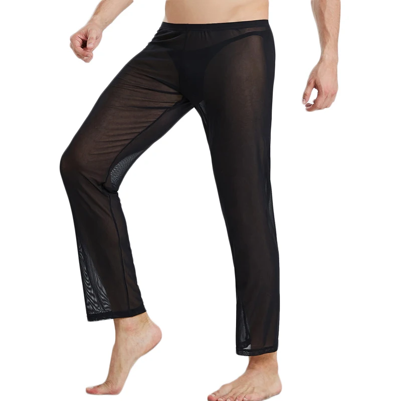 

Мужские штаны для сна, сетчатые мужские брюки, тонкие пижамы, свободные дышащие брюки полной длины, брюки, одежда для сна, штаны для сна