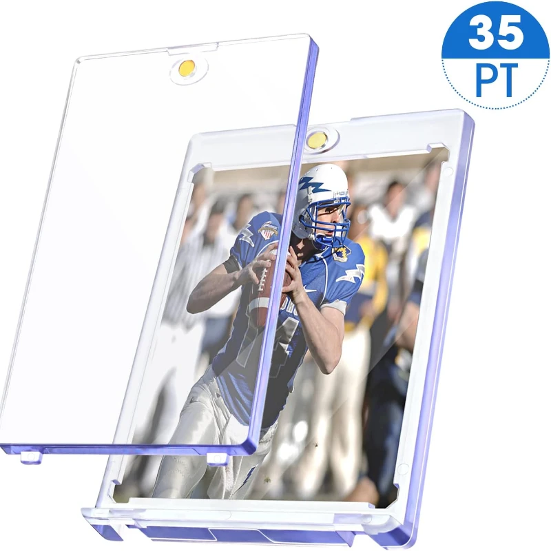 2Pcs 35Pt Magnetic Card Plastic Protector Holder for Trading Cards  Baseball Sports Yugioh Display Case Magnet Top Loader