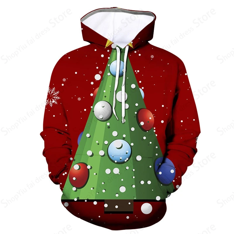 Felpa con cappuccio da uomo albero di natale pupazzo di neve babbo natale felpa con cappuccio 3d uomo donna felpe con cappuccio moda felpa grafica