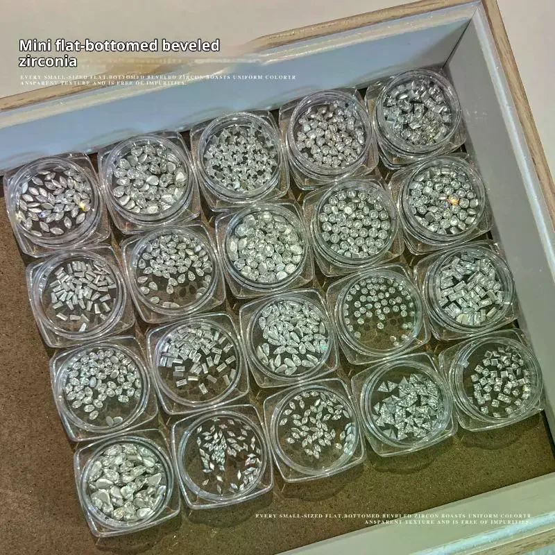 Mixed Zircon Nail Rhinestones Shiny Nail Flat Nail Gems Glass Stones Nails Decoration Nail Charm DIY Manicure Art