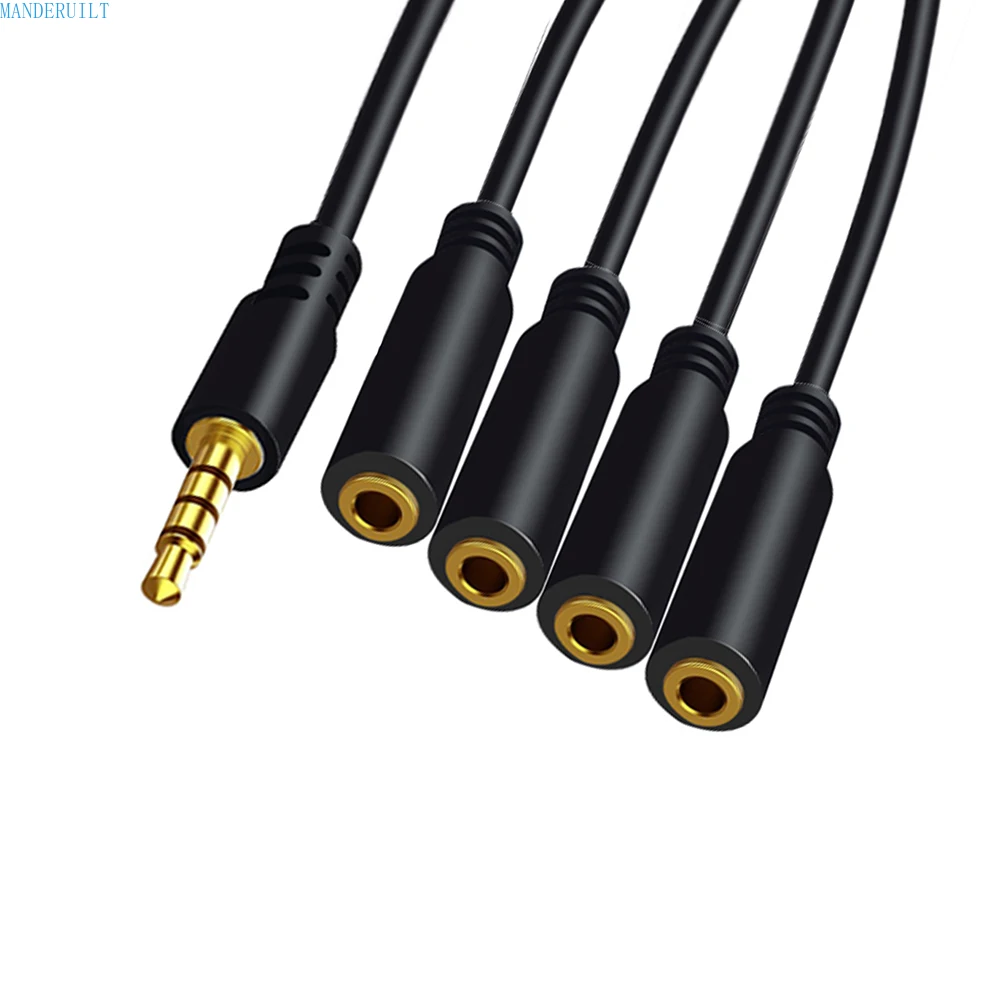 1/8 3.5mm TRRS Male To 3/4/5/6 Ports 3.5 Female Jack AUX Cable Earphone Mic Audio Adapter Cord for Phone Headset Splitter Cable