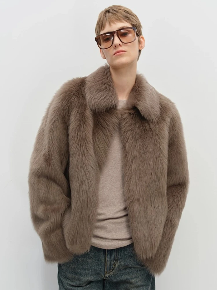 سترة فرو خروف توسكانا الفاخرة الراقية للنساء تصميم كلاسيكي بسيط وطية صدر السترة أنيق قصير للشتاء من الجلد الطبيعي معطف فرو حقيقي #5