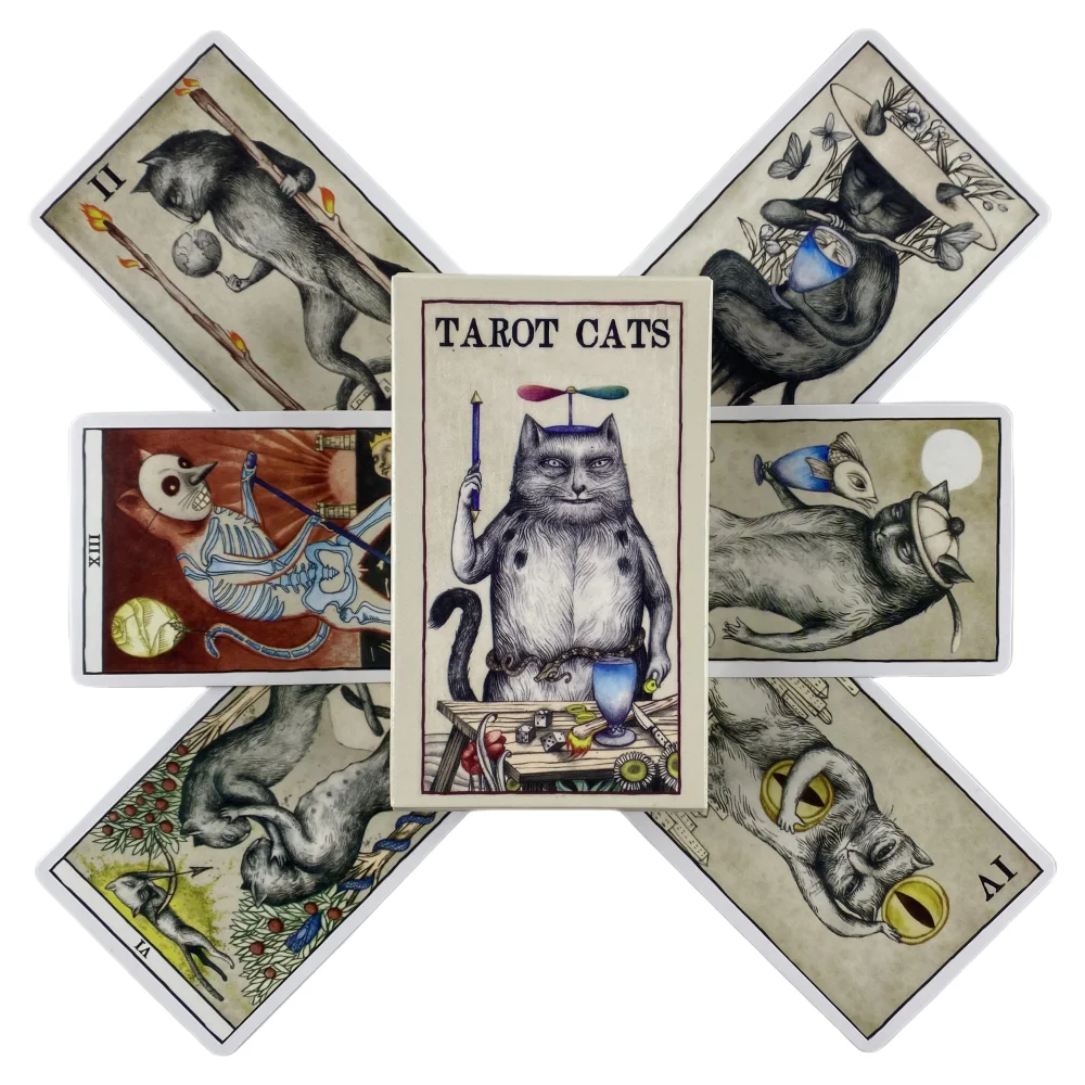 Tarot Cats Cards A 78 Deck Oracle English Visions Divination Edition Borad Playing Games