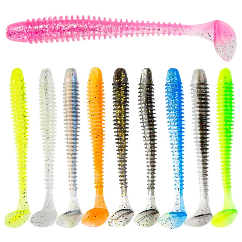 

Fishing Worm Soft Lures Jig Wobblers 5cm 7cm 9cm Easy Shiner For Carp Bass Artificial Double Colors Silicone Swimbait