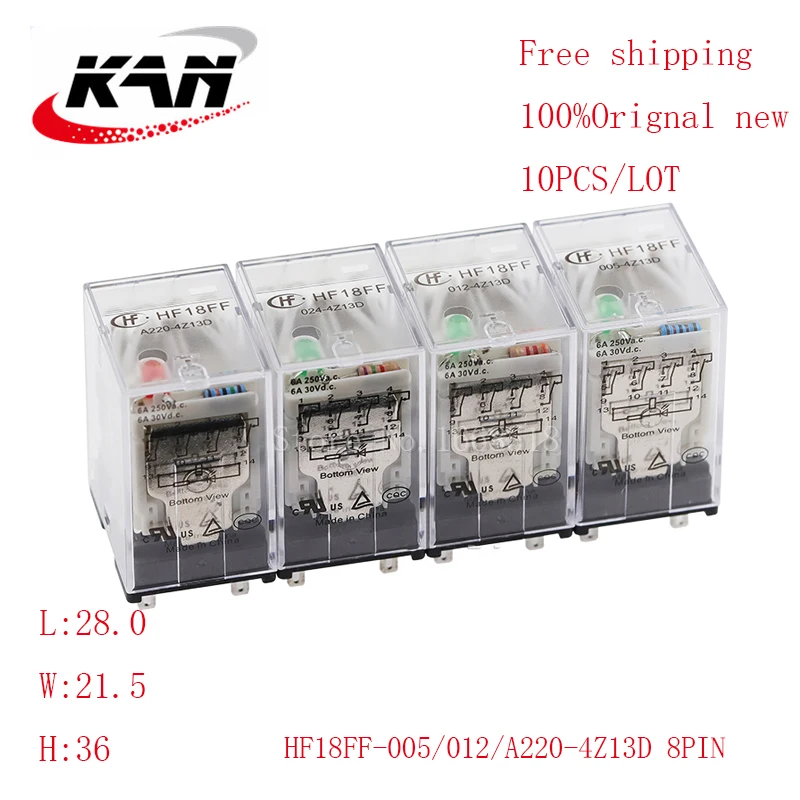 

Free shipping 10pcs relay HF18FF-005-4Z13D HF18FF-012-4Z13D HF18FF-A220-4Z13D 5VDC 12VDC A220 5A 250VDC 14PIN Original New