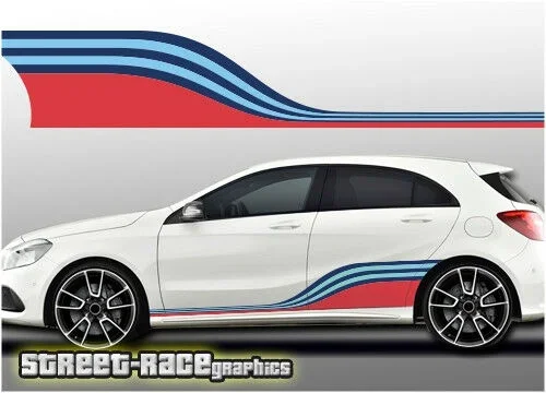 For Mercedes Martini 005 side racing stripes vinyl graphics stickers A & B Class