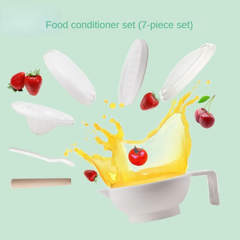 Baby Food Conditioner Set 7-Piece New Multifunctional Portable Nutrition Matching Labor-saving Grinding Bowl Baby Food Grinder