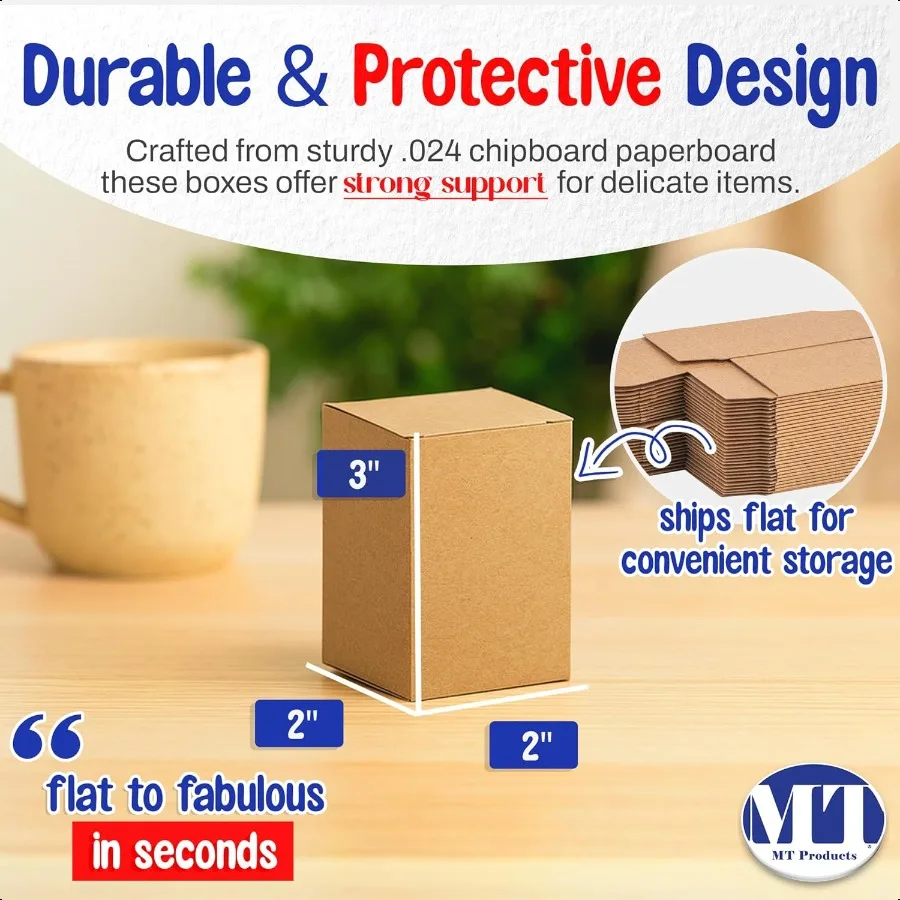 Tuck Top Kraft Paperboard Gift Box 2 x 2 x 3 Gift Boxes with Lids Pack of 30