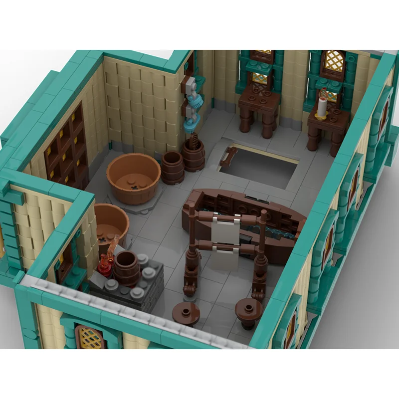 مدينة شارع عرض Moc قوالب بناء وحدات الاستعماري حمام منزل نموذج التكنولوجيا كتل عيد الميلاد لتقوم بها بنفسك لعبة هدايا البناء #4