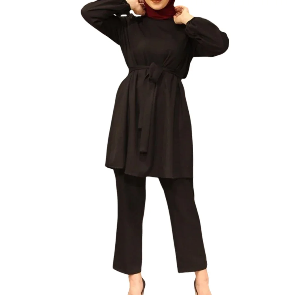 

Muslim Fashion For Work Muslim Women Abaya Set Women Office Outfit Waist 2 Pieces Set Daily Female Long Sleeve