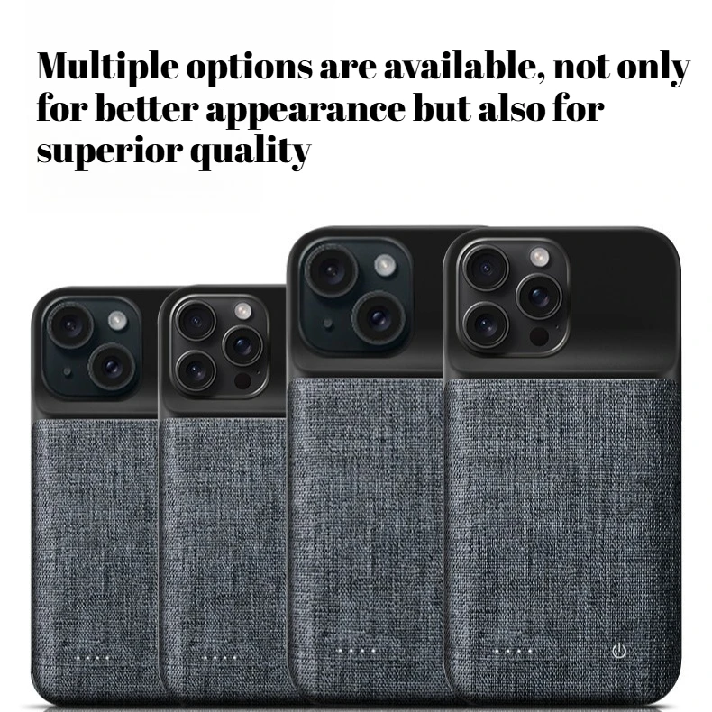 حافظة بطارية شحن لاسلكية لهاتف آيفون 15 14 13 12 Pro Mini XR 11 بقدرة 6800 مللي أمبير في الساعة 2 في 1 غطاء خلفي لبنك الطاقة المحمول