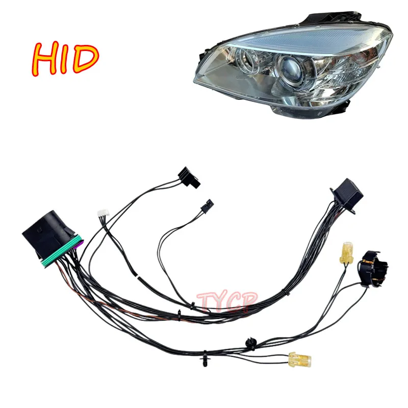 Applicable to 2008–2010 Mercedes-Benz C-Class W204 C200 C260 Headlight Internal Wiring Harness Plug Wire Set. HID NO AFS