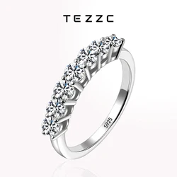 TEZZC Full 3mm Moissnaite Ring For Women S925 Sterling Silver Wedding Sparkling Certificated Lab Diamond Finger Rings Jewelry