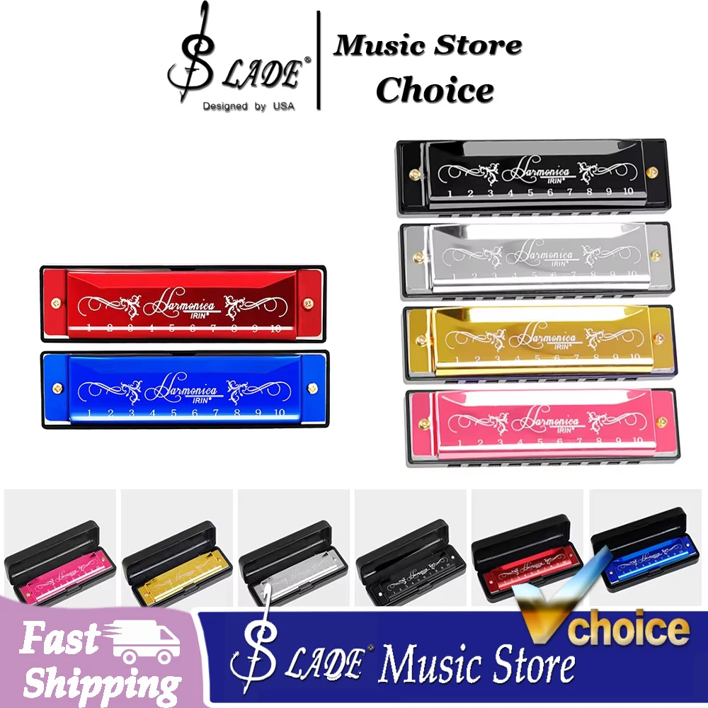 10 Holes Harmonica 10 Tones Colorful Harmonica with C Key Harmonica Mouth Organ Professional Beginner Instruments Teaching Gifts