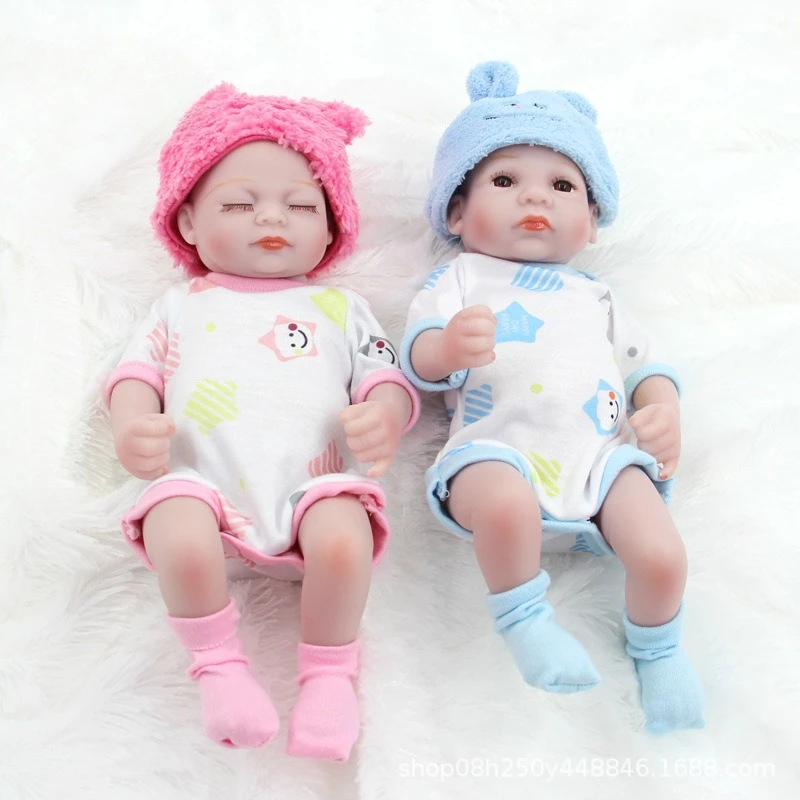 11-Inch rebirth doll simulation baby 27cm cute bath doll, twin treasure