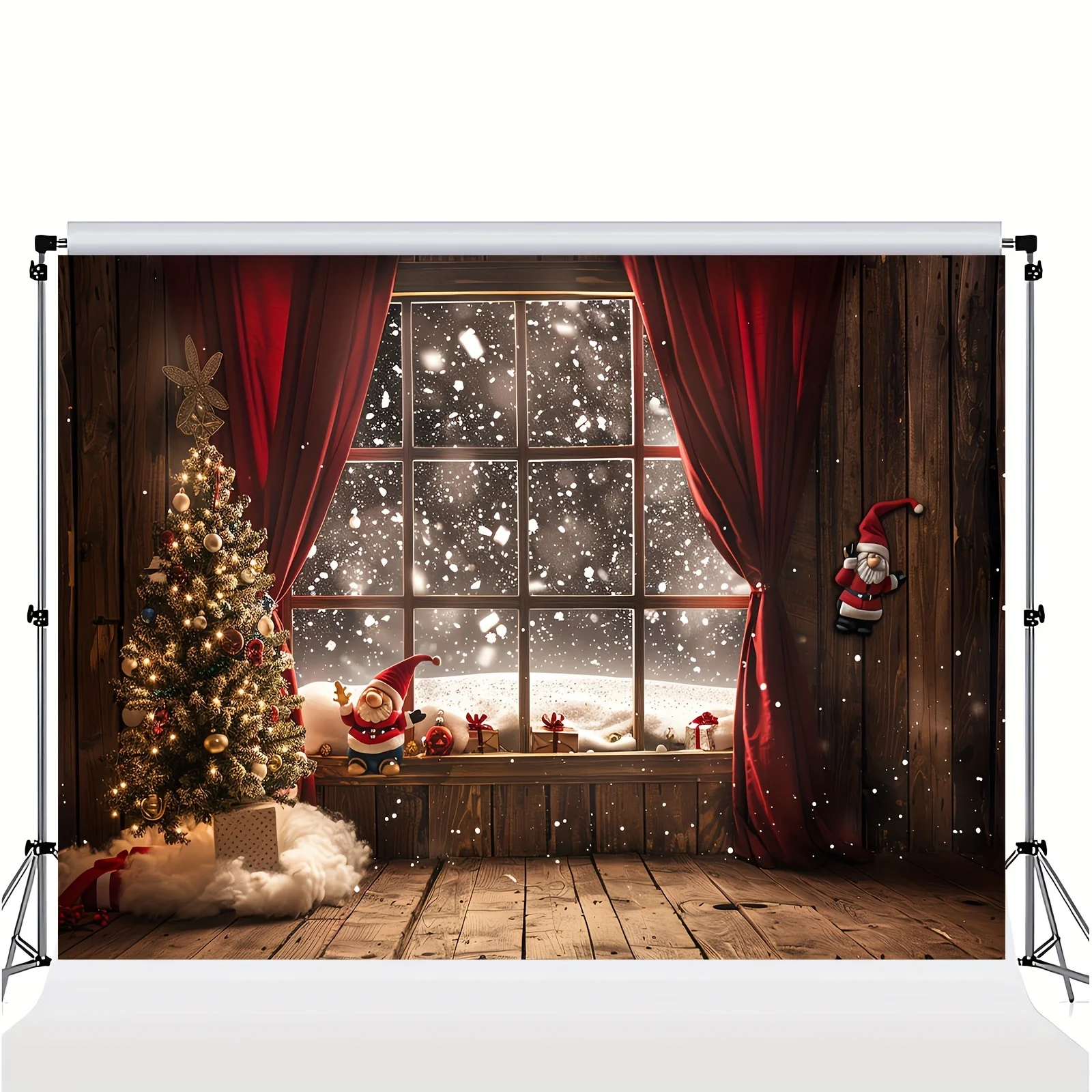 1 polyester Christmas tree and snow window background, multifunctional ultra-fine fiber cloth photography background