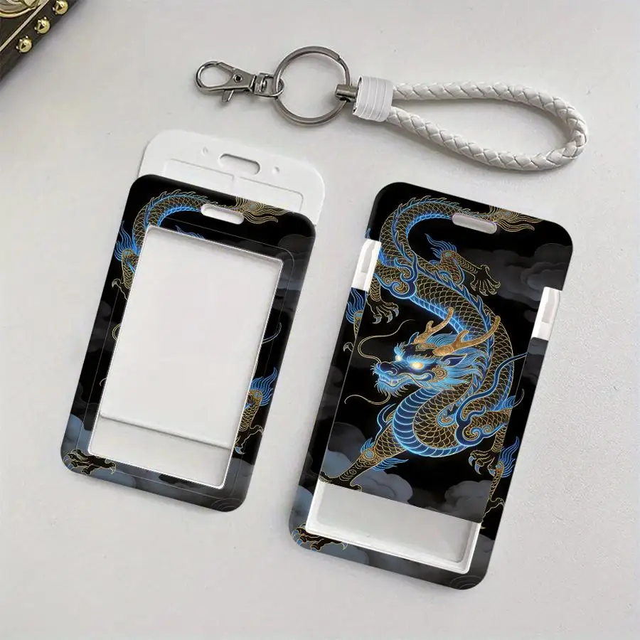 1Pc Card Holder Retractable Credit Card Holders Holders Child Bus with lanyard Badge Bank ID Cover Case Cool Dragon