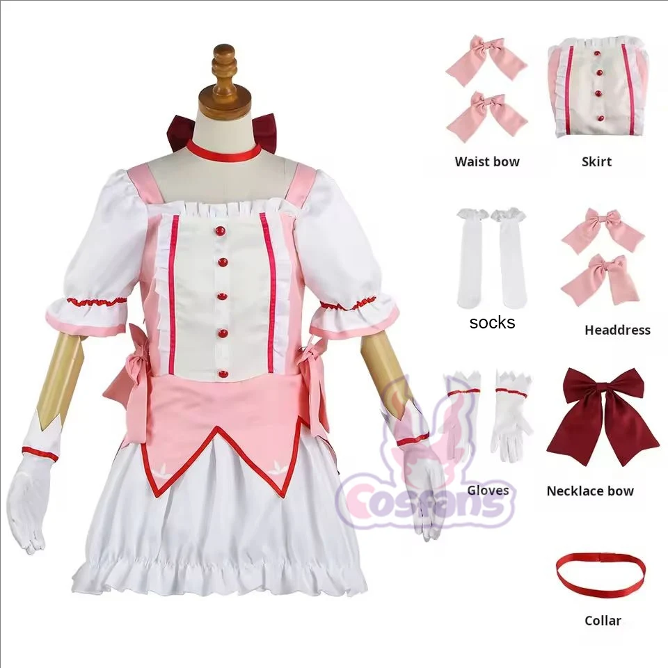 Cosplay Anime Kaname Madoka Cosplay Costume Magica Kaname Dress Wig Kaname Madoka Outfits for Comic Con Akemi Homura Cosplay