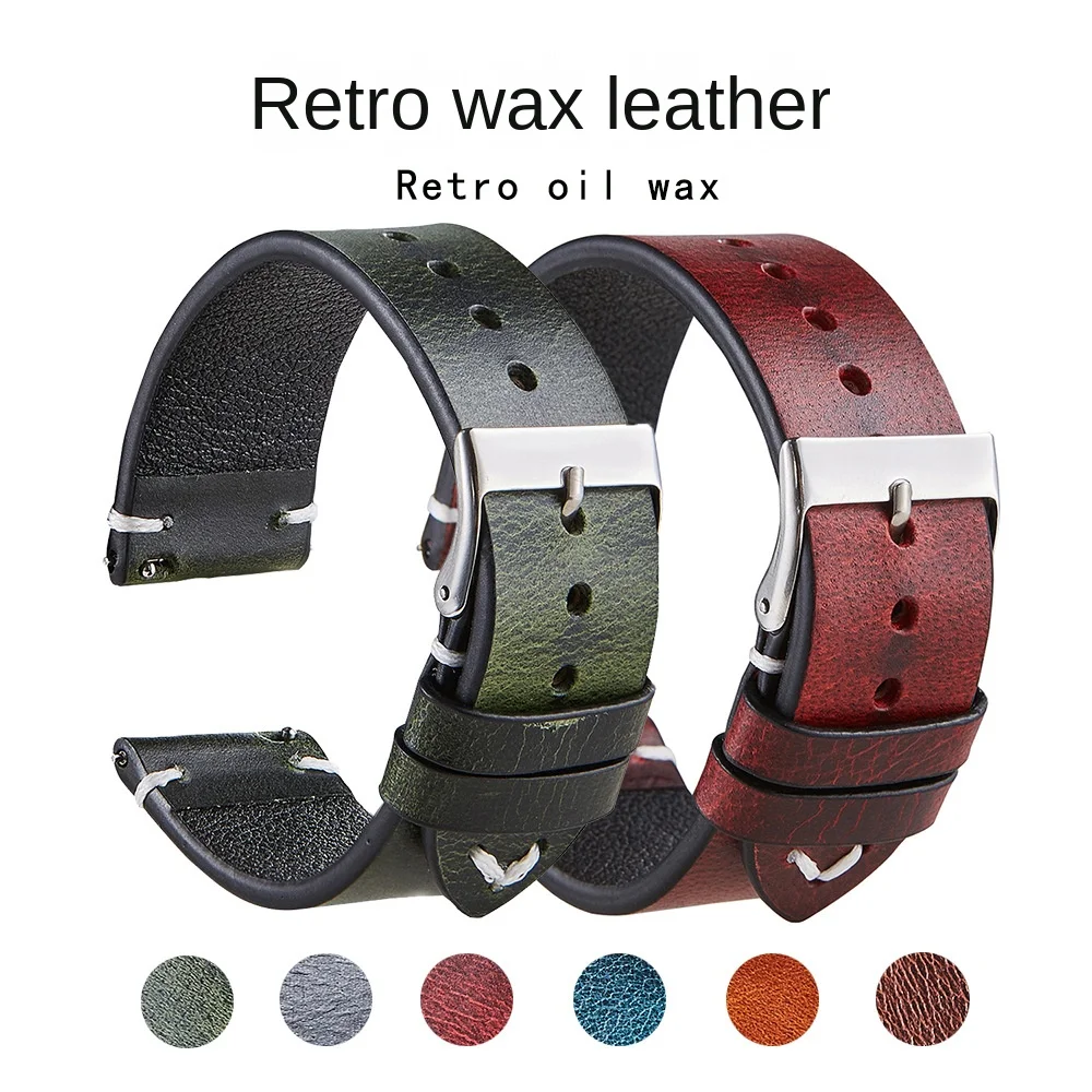 Seven Color Spot Italian Retro Oil Wax Color-changing Cowhide Watch with Quick Release Ultra Thin Leather Strap Wholesale