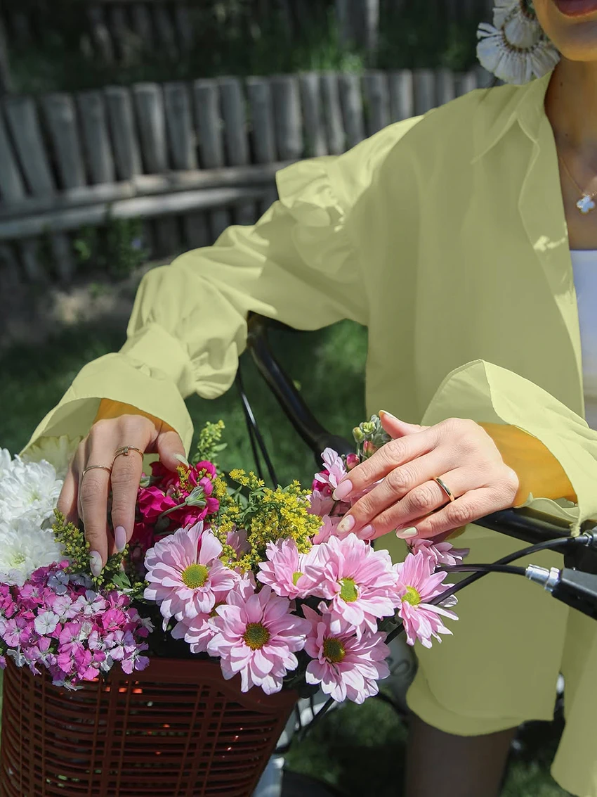 Marthaqiqi Loose Cotton Female Pajamas Suit Long Sleeve Nightgowns Turn-Down Collar Nightwear Shorts Casual Women Sleepwear Sets