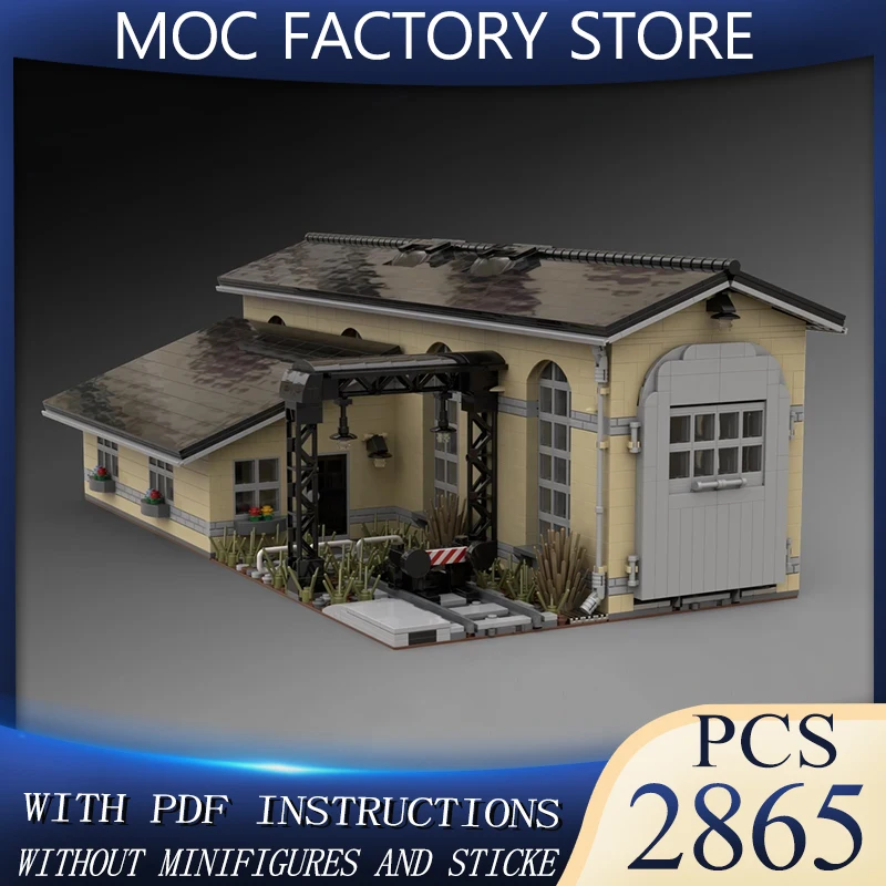 

Moc Building Blocks Locomotive shed Technology Modular Bricks Model Gifts Christmas Toys DIY Sets Assembly