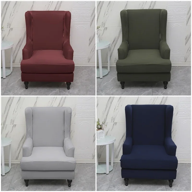 

Wing Back Chair Cover Spandex Sloping Arm Chair Cover All-inclusive Washable Armchair Slipcover for Home Wedding Decor